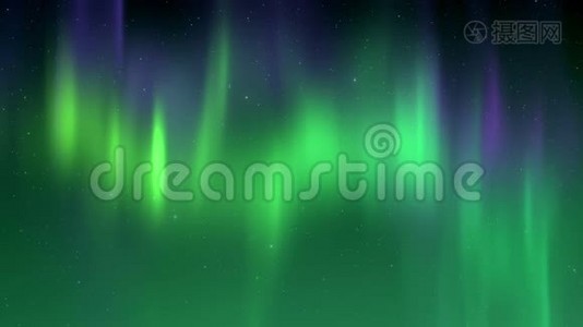 夜空中的绿色北极光视频