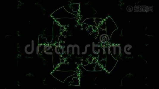 墙上投影的抽象切线Mandelbrot三重分形-4K无缝环运动背景动画视频