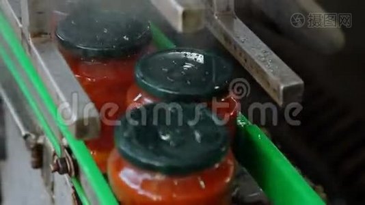加工和罐头蔬菜自动生产线。 保护番茄5视频