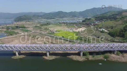 金海铁路、金海、韩国、亚洲盛开的玉彩卡诺拉花视频
