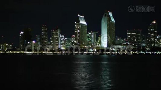 从科罗纳多出发的圣地亚哥城市景观视频