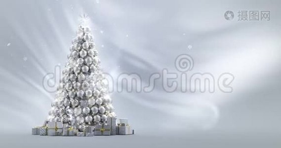 白色的圣诞树。 4K无缝环视频