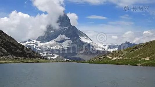 瑞士泽马特的马特霍恩峰和斯泰利塞湖的时间视图视频
