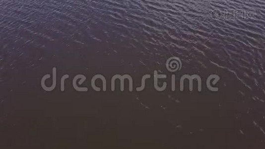 无人机观水面河流.. 波浪在水面河流鸟瞰图上.. 全景式水面河流视频