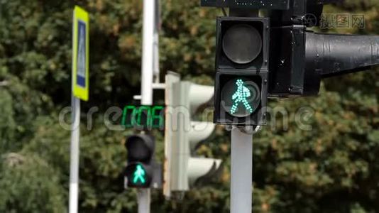行人交通灯开关由绿色转向红色v1视频