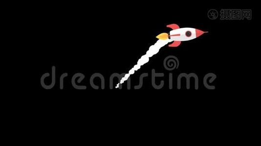火箭绕着一个无限循环飞行。 阿尔法通道视频