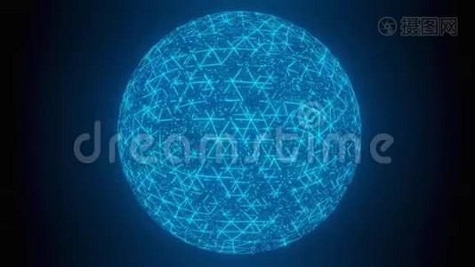 Hologram全球通信网络旋转动画3D渲染视频