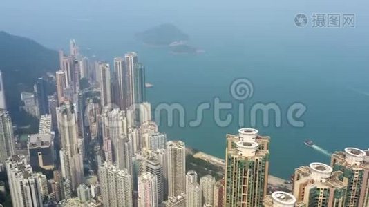 香港，维多利亚峰的空中镜头视频