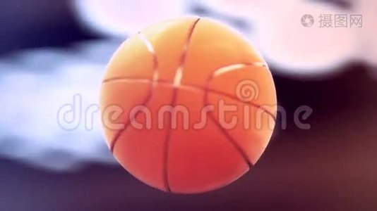 篮球在运动场穿过篮圈视频
