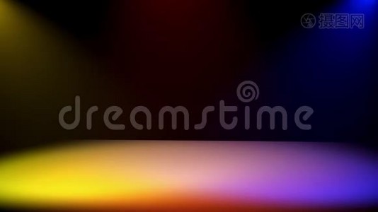 彩色灯光和舞台，抽象背景动画3d渲染视频