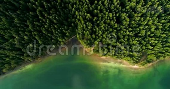 黑山黑湖阳光明媚的夏日，鸟瞰蓝色湖泊和绿色森林视频