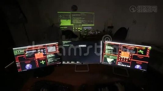年轻的多民族计算机黑客团队进行黑客攻击，试图获得对计算机系统的访问。视频