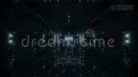 未来的发光科幻隧道走廊与massiv漂亮的反射三维插图现场壁纸运动背景视频