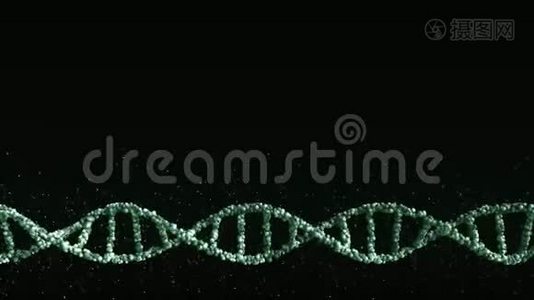 绿色DNA分子模型，空白处为文字或图形.. 可循环运动背景视频