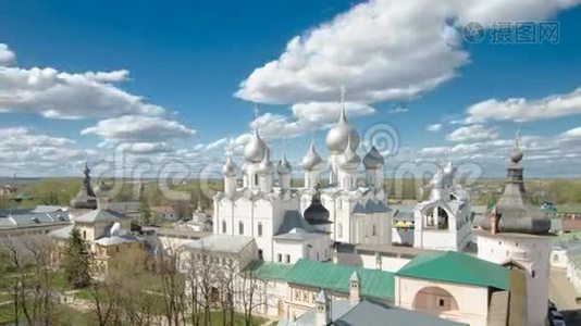罗斯托夫克里姆林宫时代的圣诞教堂，罗斯托夫大帝，俄罗斯视频