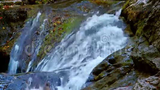 山溪的瀑布流下来视频