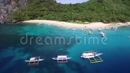 直升机岛和海滩在ElNido，巴拉望，菲律宾。视频
