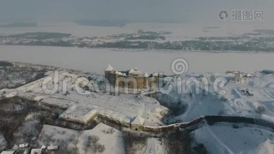 精彩的堡垒博物馆观.. 画面和华丽的场景.. 地理位置著名的地方霍廷，乌克兰西部，欧洲视频