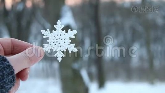 雪或冬天的概念，手握雪花视频