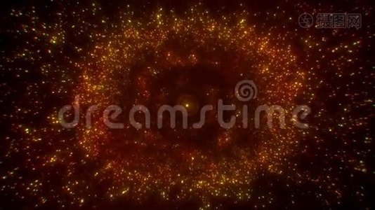 金色发光的粒子环环环抽象的背景视频