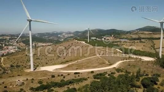 葡萄牙风力涡轮机的气观视频