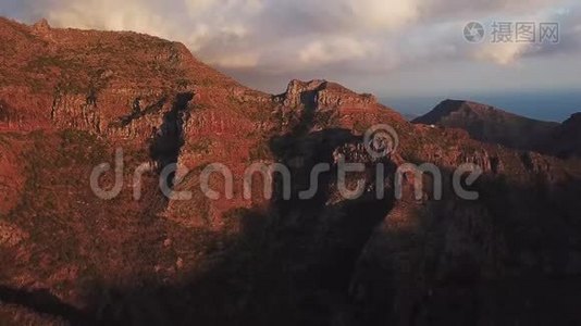 从马斯卡的岩石高度看，特内里费，加那利群岛，西班牙。视频