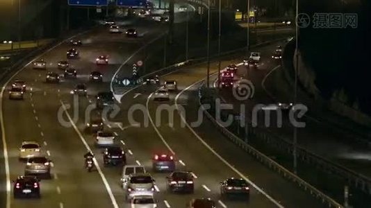 交通和道路夜景（时间流逝）视频