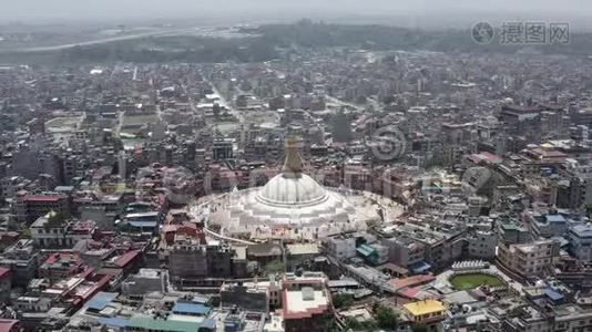 尼泊尔，加德满都。 布达纳塔。 空中镜头视频