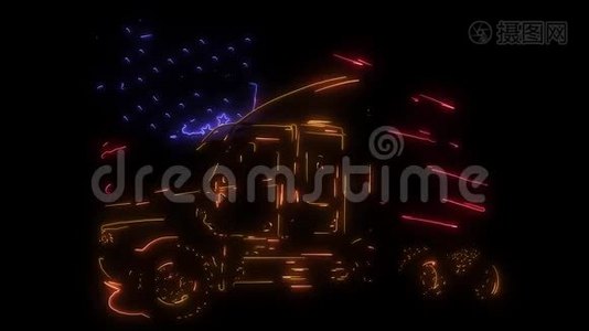 美国卡车货物运输激光动画视频