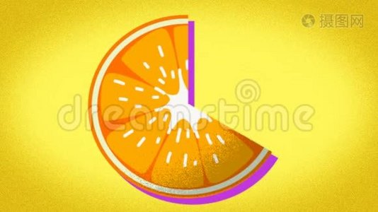 橙色理想的动画图案，代表夏天，夏天的水果视频