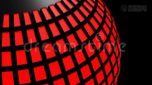 旋转黑色球体周围都有红灯-3D渲染视频幻灯片视频