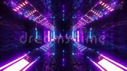 闪烁科幻隧道走廊与抽象的眼睛纹理三维插图现场壁纸运动背景视觉vj循环视频