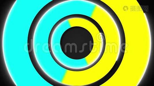 三维彩色圆圈，笔画形状，三维渲染计算机生成的背景视频