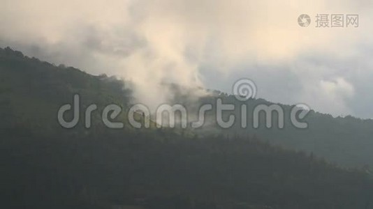 夏天的山林，天空乌云密布视频