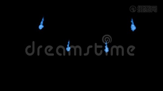 蓝墨水在黑色背景上溶解在水中，用卢马哑光。 计算机仿真的三维渲染。 注入水视频