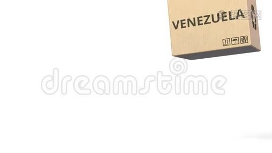 带有VENEZUELA标题产品的盒子。 3D动动画视频