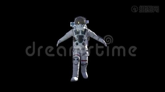 宇航员在白色的现代空间中，3d渲染背景，电脑生成背景视频