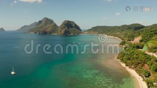 菲律宾El Nido的Las Cabanas海滩视频