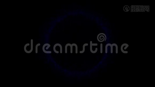 抽象蓝色技术背景.. 发光的旋转粒子。 火花粒子。 空间隧道视频