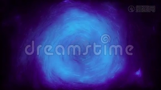 深色背景下紫色闪闪发光漩涡的抽象动画。 丰富多彩的抽象。视频