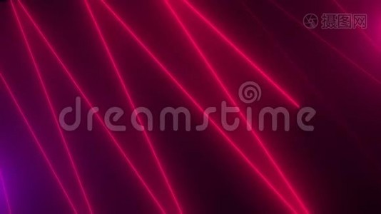 霓虹灯zigzag闪亮的线条在空间，抽象的计算机生成背景，3D渲染视频
