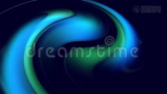 扭曲的曲线旋转作为创意抽象背景与液体抽象梯度绿色蓝色混合视频