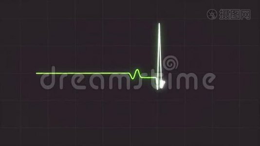 摘要心电图显示心脏跳动在灰色背景。 动中心电图绿色脉搏波..视频