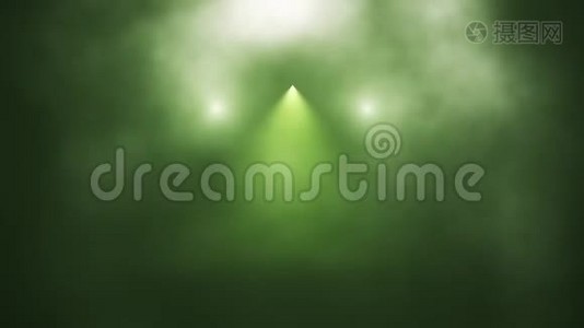 绿色舞台灯光和烟雾介绍标志背景视频