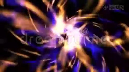 抽象耀斑烟花粒子，光线，激光火花，线条背景。视频