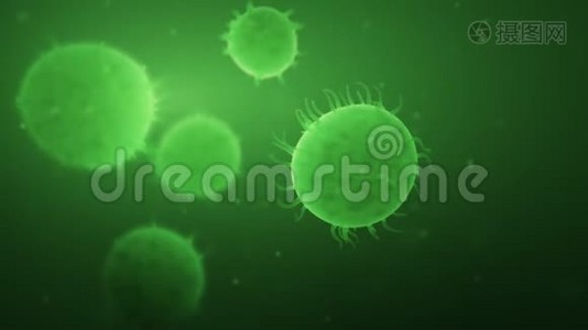 细菌在绿色背景上传播。 自身免疫性疾病视频