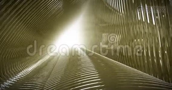 3D隧道在金属黄金设计拖车4k动画视频。视频