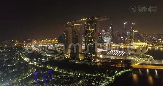 晚上可鸟瞰新加坡.视频