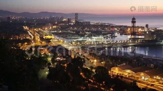 巴塞罗那港的景色视频