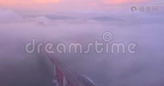 金门大桥空中日落景观视频